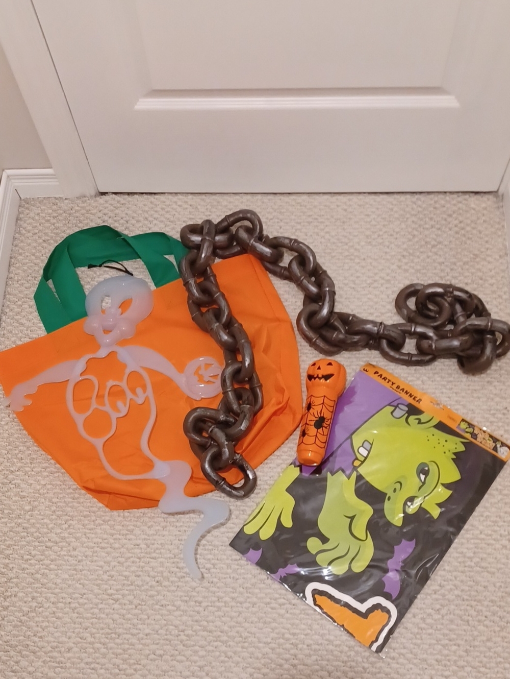 Halloween Trick-or-Treat Bag Set with Ghost, Chain Props, and Monster Banner